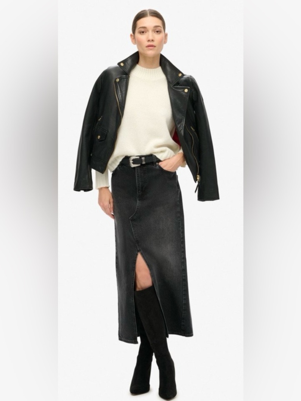 Superdry Denim Split Maxi Skirt